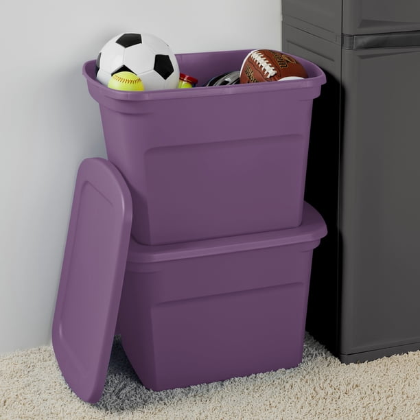 Sterilite 17318V08 Lidded Stackable 18 Gal Storage Tote Container
