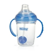 Nuby 360 Grip N' Sip 8oz Tritan Cup, Weighted Straw with Hygienic Cover, Blue
