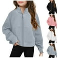 thumbnail image 4 of ZACPNCV Girls Zip Up Fleece Jacket Fall Winter Sherpa Sweatshirts Warm Outwear Crop Coat with Pockets Black 11-12 Years, 4 of 4