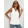 thumbnail image 5 of SHOWMALL Women's Tank Tops Casual Lace Trim Embroidered Hollow Out Full Liner V Neck Summer Sleeveless Shirts, White, Size X-Large, 5 of 7