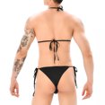thumbnail image 4 of GDREDA Open-Crotch Underwear Men Suit Solid Color Bikini Bikini Slit Style Lace Up Solid Color Bra Panties Combination Black,One Size, 4 of 7