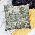 thumbnail image 2 of BANET  Pillow Cover Vintage Toile Green Polyester Decorative Throw Pillow Case Cushion Cover for Bedroom Sofa Living Room Couch Chair Office White, 2 of 5