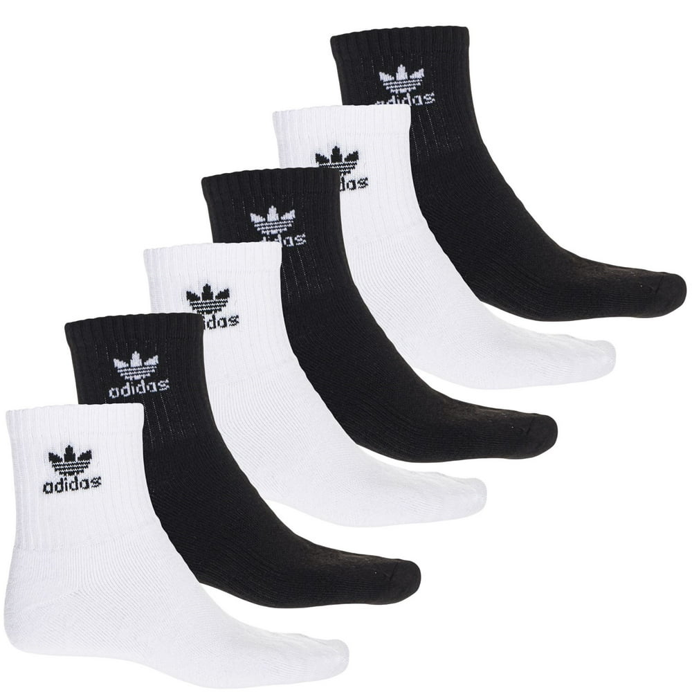 Adidas - 6 Pack Mens Adidas Originals Quarter Crew Socks White/Black 6 ...