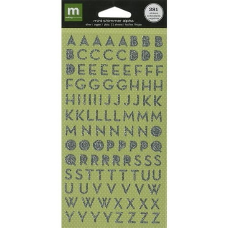 Making Memories Decorative Brads - making memories mini shimmer alpha stickers 281/package, metro silver
