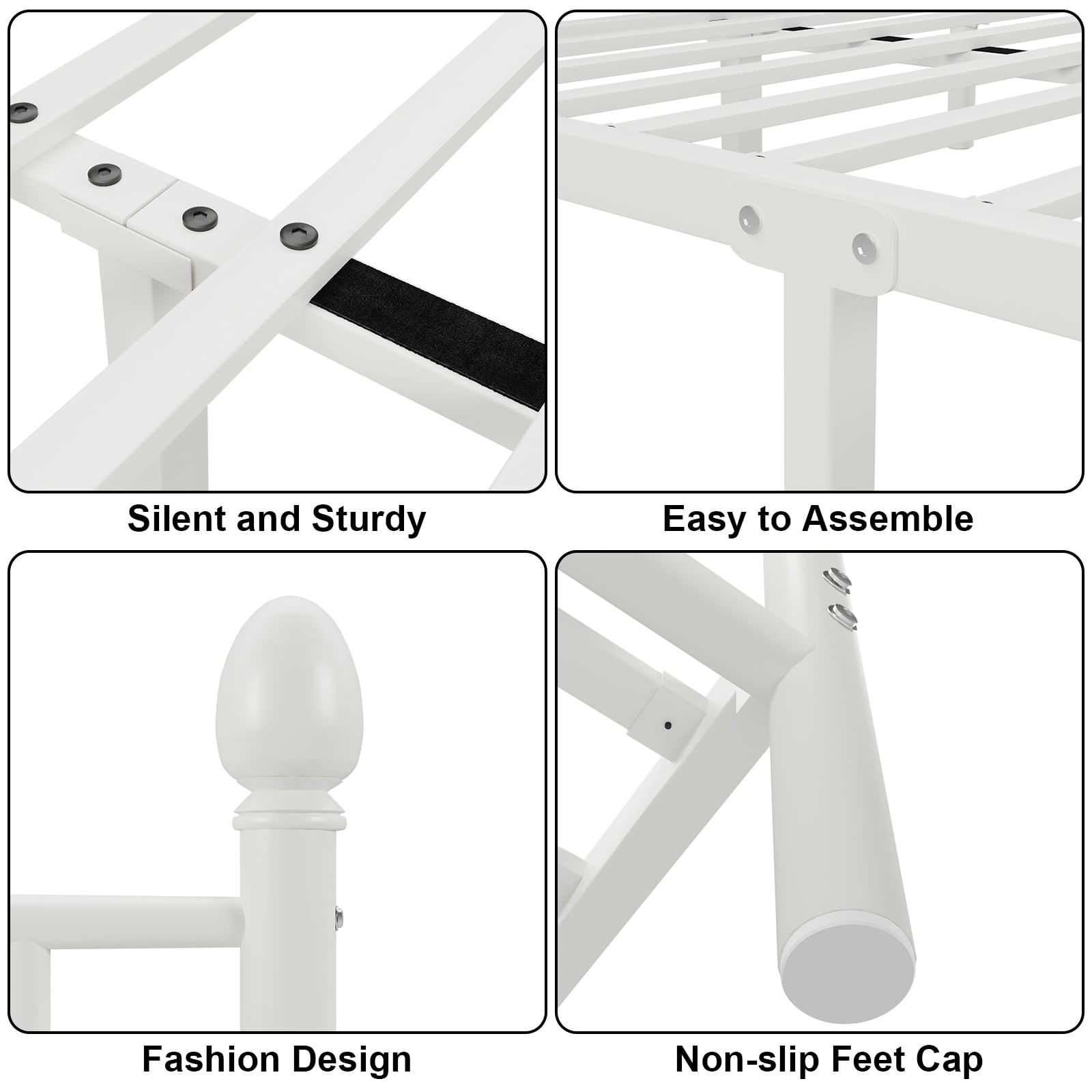 EBERY Twin Metal Platform Bed Frame with Headboard and Footboard, Sturdy Steel Slat Support, Easy Assembly, White