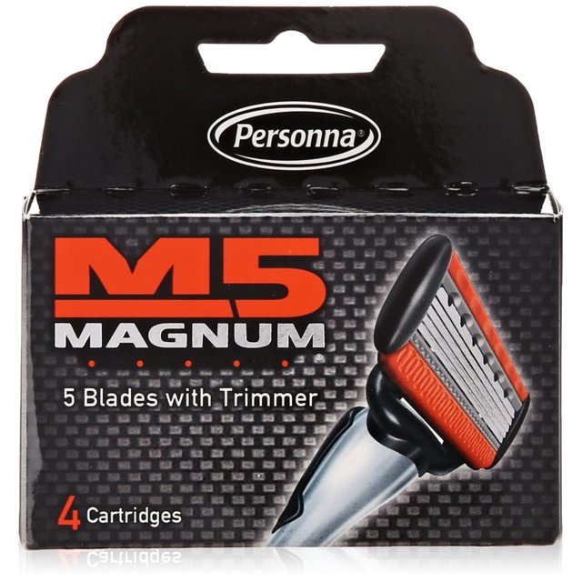 M5 Magnum Razor Cartridge Blades with Trimmer, replacement set by Personna Magnum 5 - (2 pack)
