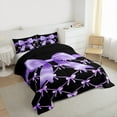 thumbnail image 3 of jejeloiu Purple Ribbon Bowknot Twin Comforter Sets,Cartoon Cute Bowtie Bedding Set For Teens Reversible 2pcs, 3 of 8