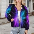 thumbnail image 3 of Jackets for Women Winter Coat Jackets Flannel Stand Collar Jacket(Galaxy Burst Art Print,Size:S-4XL), 3 of 7