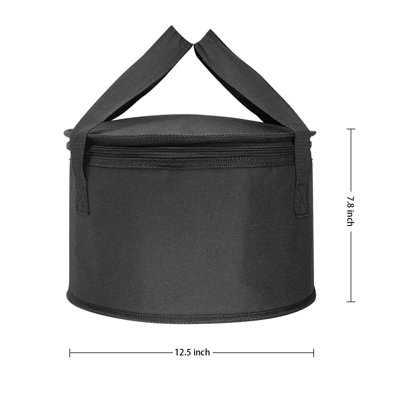 Yalin 2 Pack 12.5X7.8 Inch Round Lunch Bags, Insulated Thermal Pastry and Pie Carrier, Reusable Cake Cooler and Casserole Carrier Bags for Potluck, Picnics Food Delivery (Black Color)
