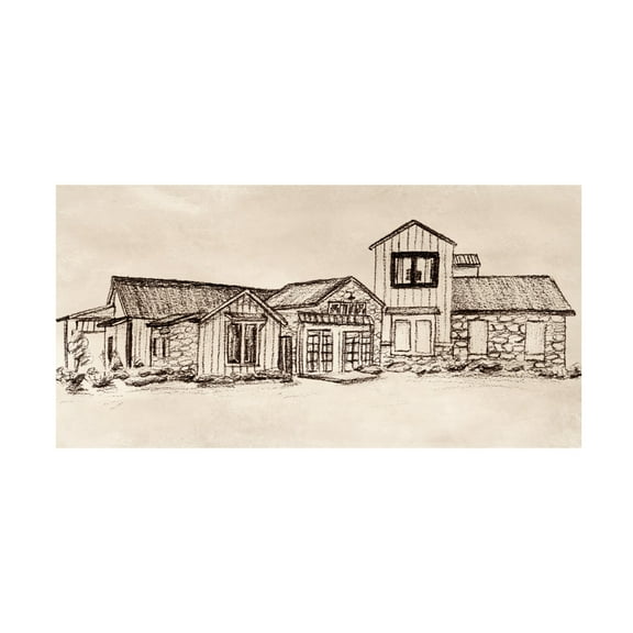 Canvas Wall Art - Melissa Wang 'Village at Sunset II' Wall Art for Living Room, Bedroom, or Office Décor by Trademark Fine Art - 19 x 10 Inches