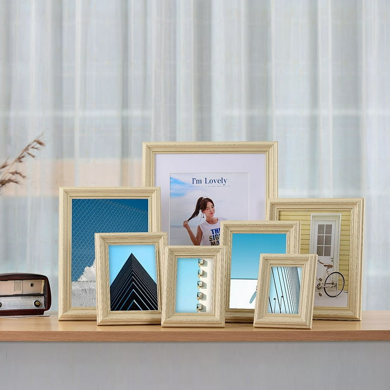 4x6 Picture Frame Real Glass Photo Frames Display 3.5x5 Pictures with Mat  or 4x6 Pictures without Mat, 4x6 Frames for Tabletop or Wall Mount Display
