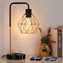 Industrial Desk Lamp With 2 Usb Charging Ports, Ac Socket Edison Reading Light