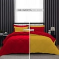 thumbnail image 2 of D.N.G. BEDDINGS 3 Piece Luxury Reversible Diamond Pattern Comforter Set Premium Super Soft, All Season 800 TC, 100% Egyptian Cotton King/California King Size Gold/Red Solid Color, 2 of 7
