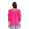 thumbnail image 3 of The Pioneer Woman Square Neck Blouse with Ruffle Sleeves, Women's, 3 of 6