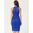 thumbnail image 3 of DARING DIVA Lace Halter Neck Sleeveless Bodycon Cocktail Sheath Dress S Royal Blue, 3 of 6