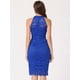 thumbnail image 3 of Elegante vestido de encaje para mujer, cuello halter, sin mangas, ajustado, vestido de cóctel Azul Real S, 3 of 6