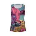 thumbnail image 4 of Lsque Pink Cow In Sunflower Field Printed Workout Tank Tops for Women, Athletic Sports Tank Tops, Compression Sleeveless Dry Fit Shirts,Sleeveless Yoga Shirt-XX-Large, 4 of 9