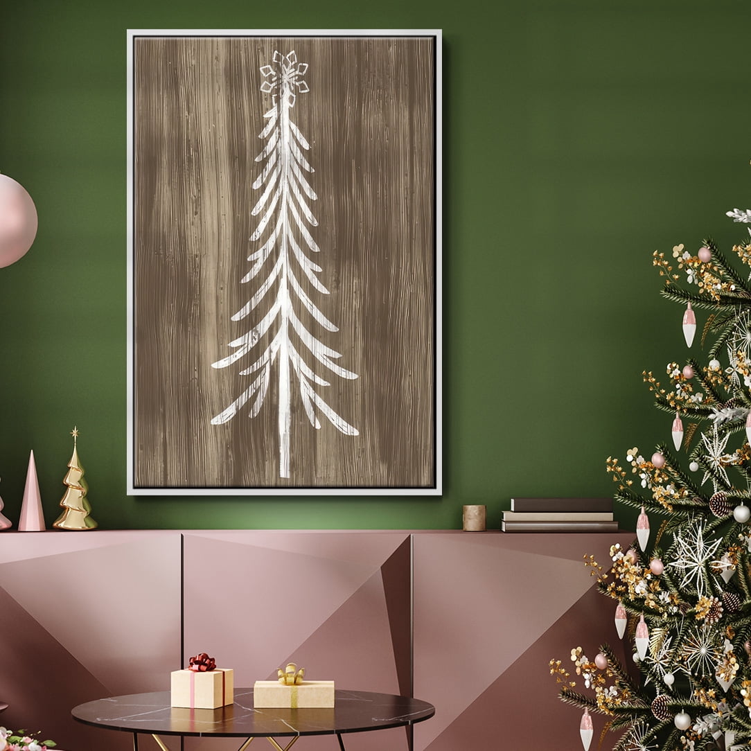 Barnwood Wonderland IX - Framed Gallery Wrapped Holiday Canvas - 17 x 25 - White Frame