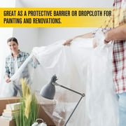 Aluf Plastics 6 MIL Thick Extra Strong Heavy Duty Fire Retardant Clear All Purpose Vapor and Moisture Barrier Sheet Tarp/Drop Cloth- 20 x 100 - For Painting, Furniture,Carpet & Contractor