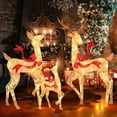 thumbnail image 2 of Gymax 3 PCS Large Lighted Christmas Reindeer Family w/440 LED Lights & Bows Buck, 2 of 9