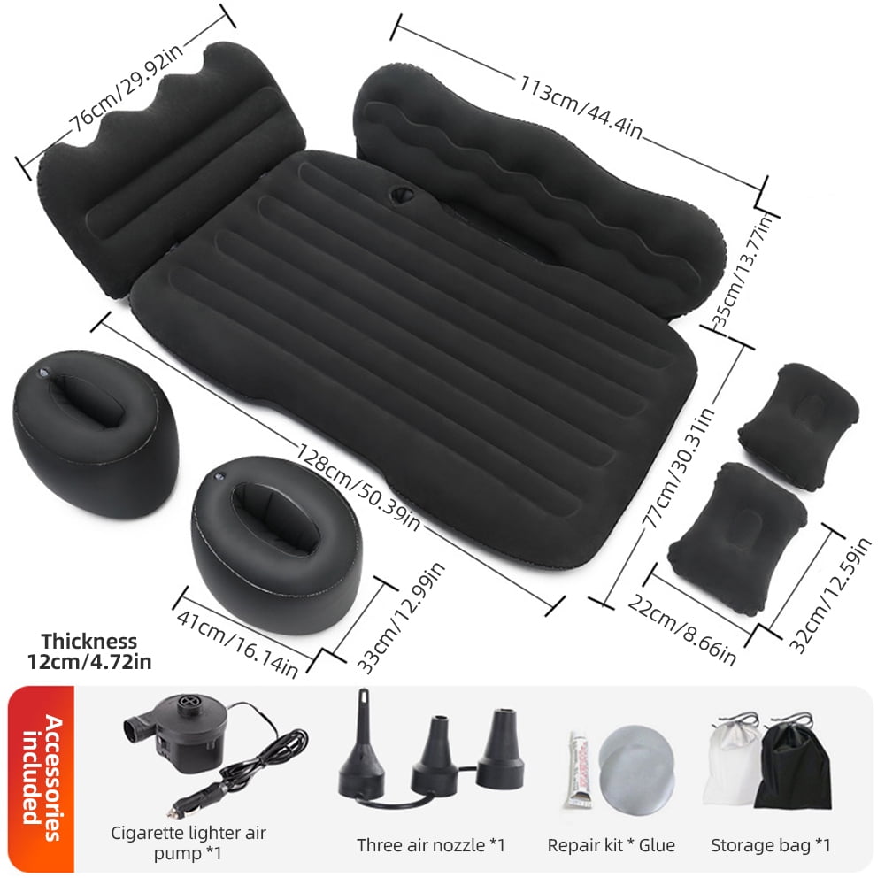 Cabecade Mattress Car Inflatable Travel Bed Home Outdoor Camping Mat Rear Flocking Plus Air Mattress for SUV, Gray