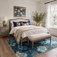 thumbnail image 2 of GENIMO 5'x7' Area Rug for Living Room, Machine Washable Non Slip Low Pile Rug for Bedroom Dining Room, Modern Floral, INDIGO BLOOM, 2 of 5