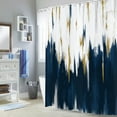 thumbnail image 2 of Navy Blue Shower Curtain, Navy White Gold Brush Strokes Graffiti Oil Painting Modern Art Abstract Bathroom Curtain Waterproof Fabric Machine Washable with Hooks, 84" Wx72 L, 2 of 6