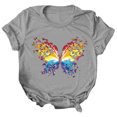 thumbnail image 3 of CHGBMOK Hauts de Printemps Grande Taille pour Femmes Femmes Décontracté Été à Imprimé Manches Courtes Col Rond T-Shirt Ample Blouse Hauts Hauts d'Été Plage en Liquidation, 3 of 8
