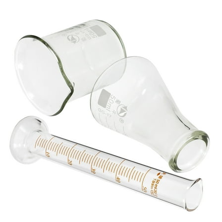 ULTNICE Transparent Glass Tool Kit with Beaker Cylinder and Flask for Accurate Measurement in Experiments