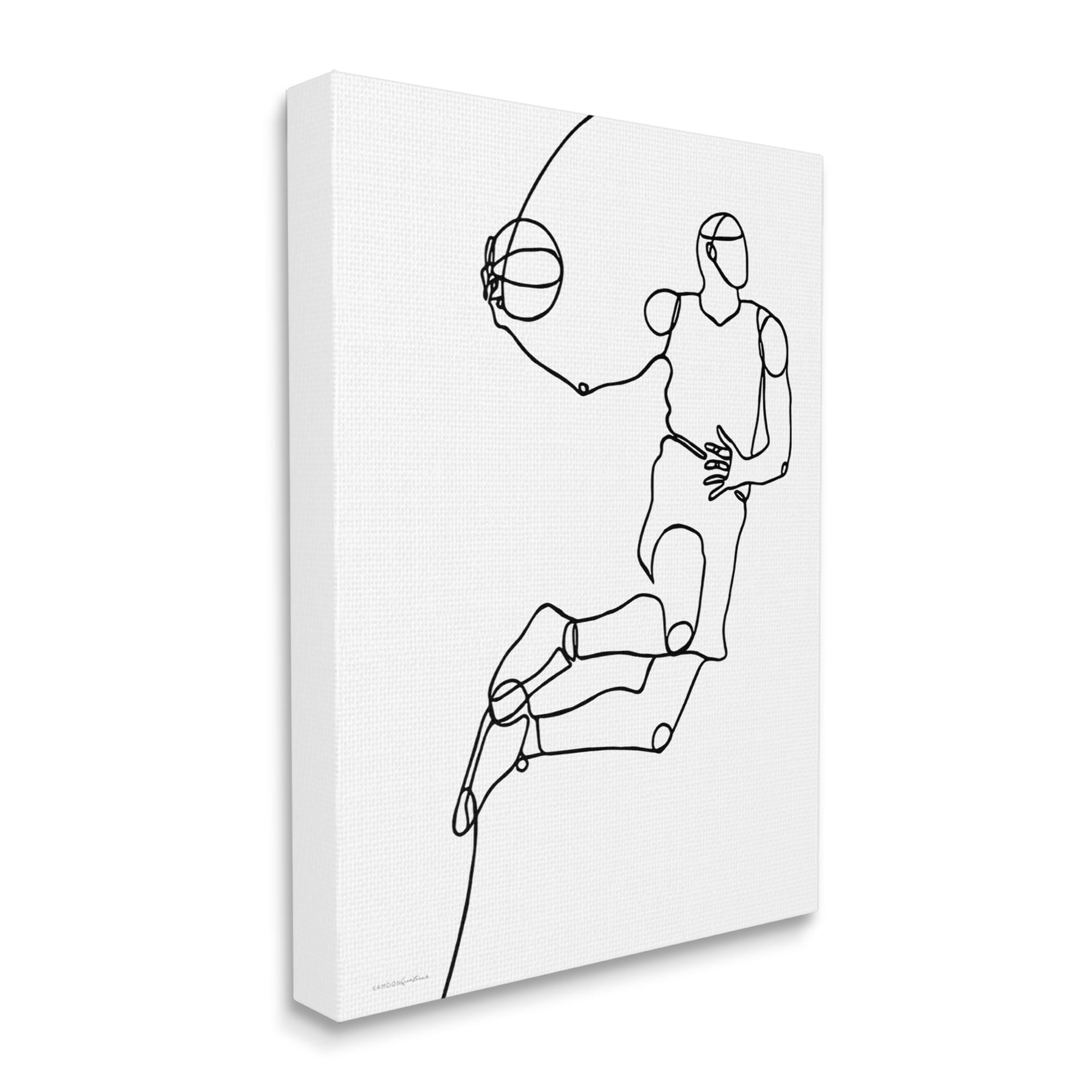 Stupell Industries Simple Line Doodle Playing Basketball Sport Design, 36 x 48, Design by Kamdon Kreations