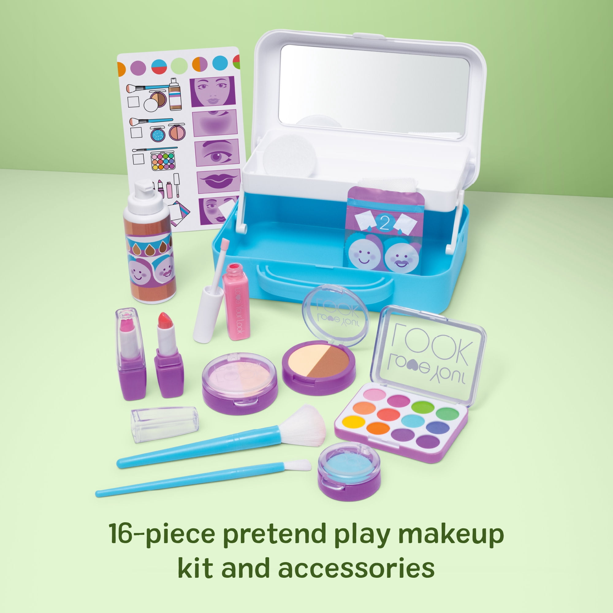 Melissa & Doug Love Your Look Pretend Makeup Kit Play Set – 16 Pieces for Mess-Free Pretend Makeup Play (DOES NOT CONTAIN REAL COSMETICS)