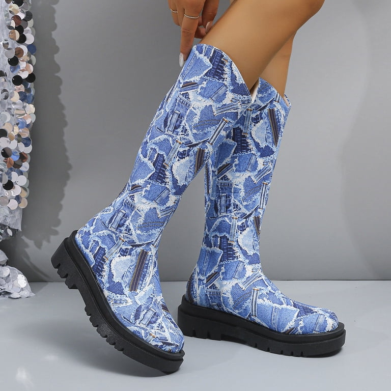 ILJNDTGBE Knee High Boots for Women High Boots New Camouflage 