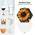 thumbnail image 6 of Sigee Sunflower Floral Butterfly for Water-Resistant, Heat-Resistant, Non-Slip Leather Coasters Set, Ideal for Coffee Table, Office, Bar, Home Decor-Hexagon, 6 of 6