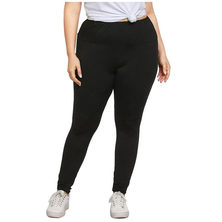 Brnmxoke Women s Plus Size Stretch Black Yoga Pants Leggings 3x 5x Leggings for Women Tummy Control High Waisted Super Soft Workout Yoga Athletic Pants for Gym Running Walmart