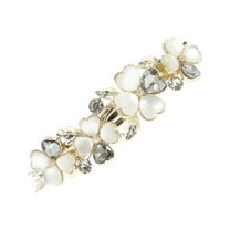 Unique Bargains 1 Pc Lily Flowers French Barrette Hair Clips Hairdo Clip for Home Gold Tone Gray