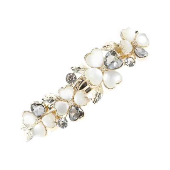 Unique Bargains 1 Pc Lily Flowers French Barrette Hair Clips Hairdo Clip for Home Gold Tone Gray