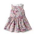 thumbnail image 2 of IROINNID Toddler Girls Sleeveless Doll Collar Floral Printed Princess Dress, 2 of 7