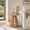 Natural, variant on GlowPlume Modern Round White Fluted End Table, Wood Pedestal Side Table, Drum Accent Bedside Drink Tables for Living Room Bedroom Bathtub Small Space Couch