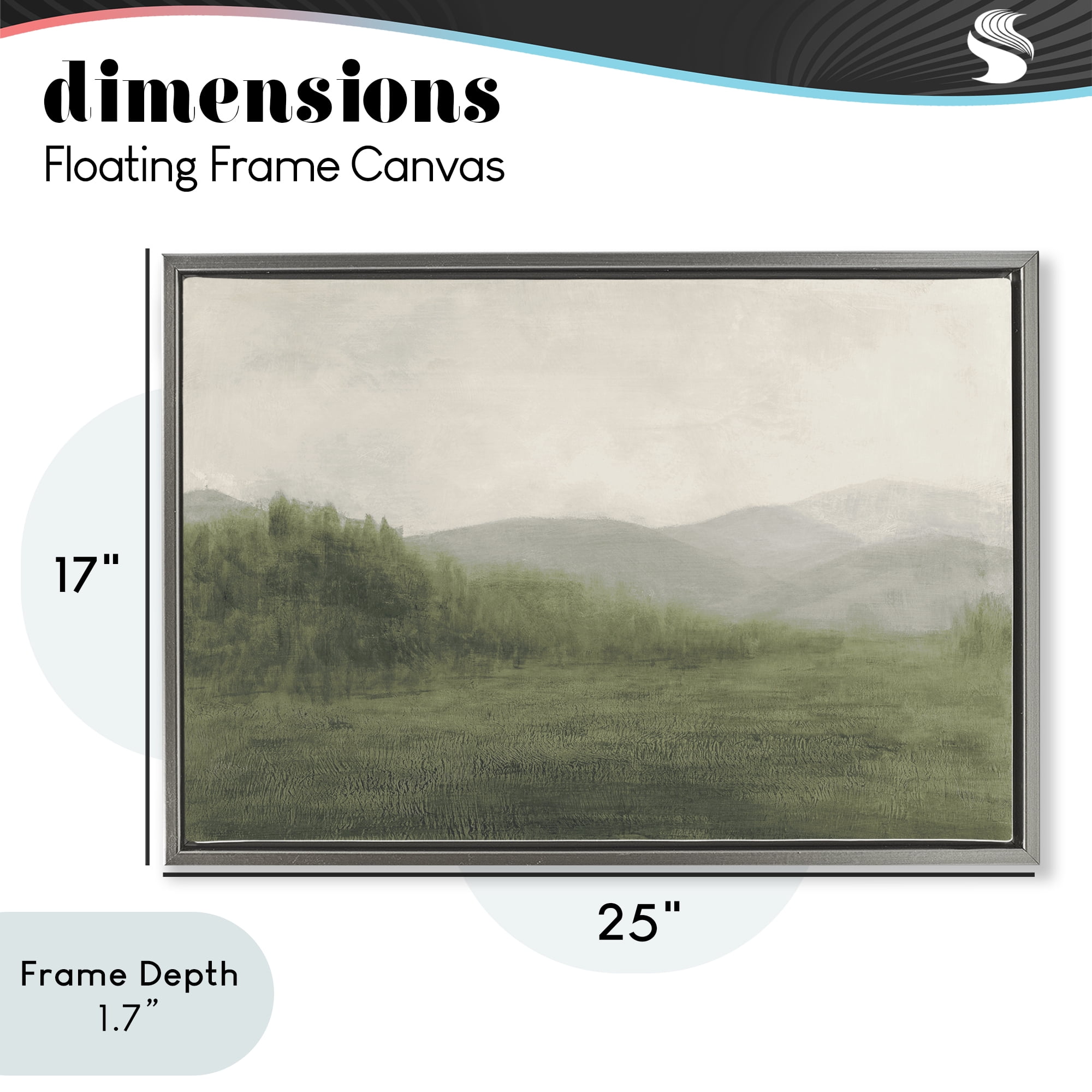 Stupell Industries Fog Green Countryside Gray Framed Floater Canvas Wall Art, design by Walt Johnson