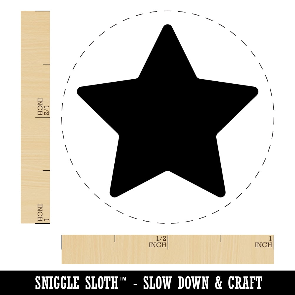 Star Shape Excellent Self-Inking Rubber Stamp Ink Stamper - Black Ink - Medium 1 Inch