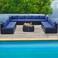 thumbnail image 2 of Costway 10 PCS Patio Rattan Furniture Set Outdoor Wicker Sofa Table Cushioned Seat Navy, 2 of 10
