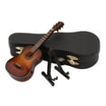 thumbnail image 1 of Guitarra en miniatura con soporte y estuche. Juguete para niños, regalo de cumpleaños para niños y niñas. marrón01, 1 of 9