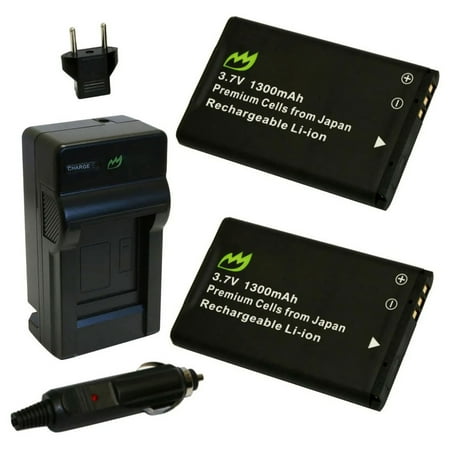 Replacement for Midland BATT11L XTC-300 Battery (2-Pack 1300mAh) and Charger