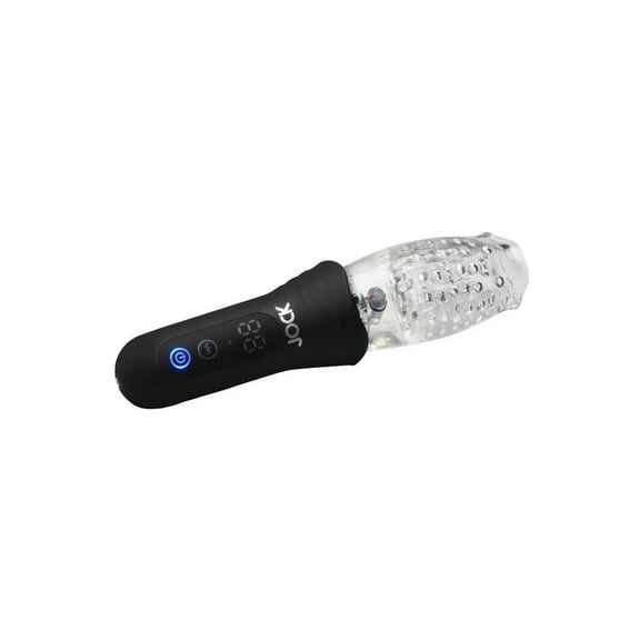 JOCK Spinning, Thrusting, & Vibrating Rechargeable Masturbator for Men, Clear/Black