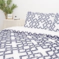 thumbnail image 5 of King Size Duvet Cover, Soft, Breathable 3 Pieces Bedding Set with Zipper Closure, 8 Corner Ties, 2 Pillow Shams, 1 Duvet Cover for All Seasons (King, 104X90 Inches, White & Navy-No Comforter), 5 of 7