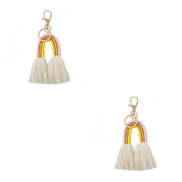 Llavero de Artesanía Jumpingount Tejiendo Iris Colorido/Amarillo 2Conjunto