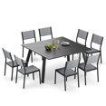 thumbnail image 2 of Pellebant 9 Pcs Patio Dining Set Aluminum Expandable Table and Chairs Set for 6-8 People Black, 2 of 8