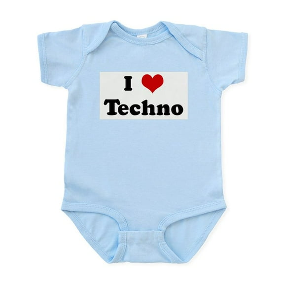 CafePress - I Love Techno Infant Bodysuit - Baby Light Bodysuit, Size Newborn - 24 Months