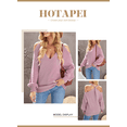 thumbnail image 3 of HOTAPEI Criss Cross Sweaters for Women Trendy Off Shoulder Sweater Long Sleeve V Neck Knitted Pullover Sweaters Jumper Tops, 3 of 5