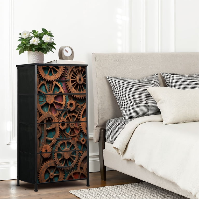 Dresser for Bedroom with 4 Storage Drawers Rusty Industrial Gears Mechanism Vintage Steampunk Metal Texture Dressers Chest of Drawers Steel Framed Fabric Closet Organizers for Dorm Entryway End Table - Walmart.com Dresser for Bedroom with 4 Storage Drawers Rusty Industrial Gears Mechanism Vintage Steampunk Metal Texture Dressers Chest of Drawers Steel Framed Fabric Closet Organizers for Dorm Entryway End Table - Walmart.com
